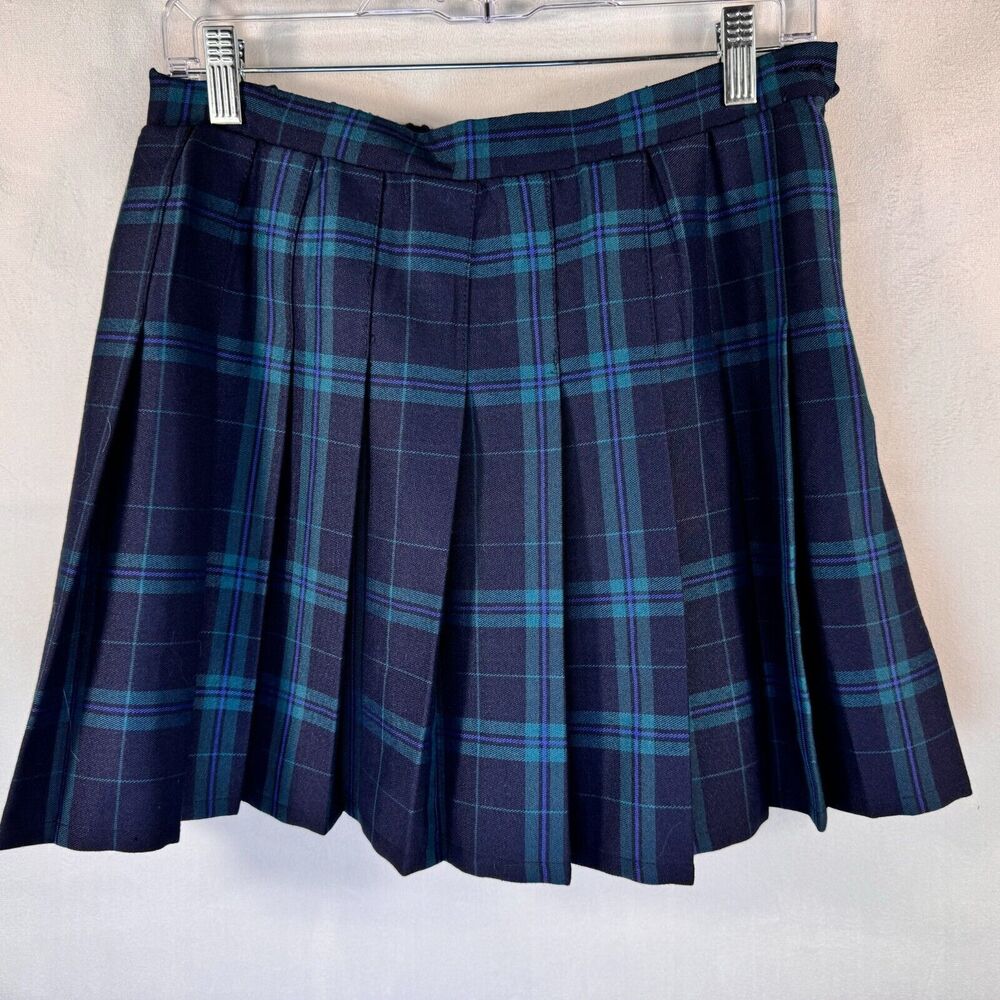 Wild Fable Plaid Skirt Sz S Pleated Blue Green School Girl